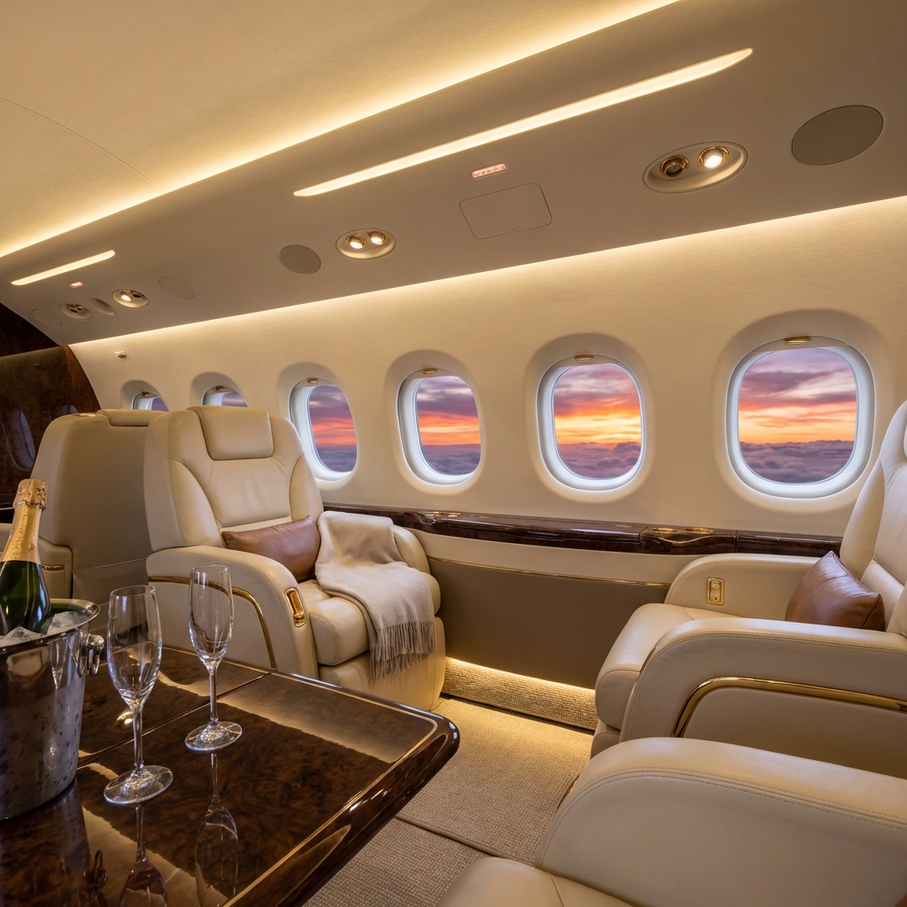 Luxury private jet interior